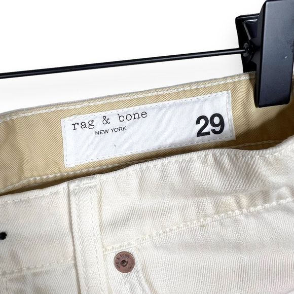 Rag & Bone Sofie Two-tone Frayed High-rise Wide-leg Jeans Ecru White Size 29 - Picture 11 of 13